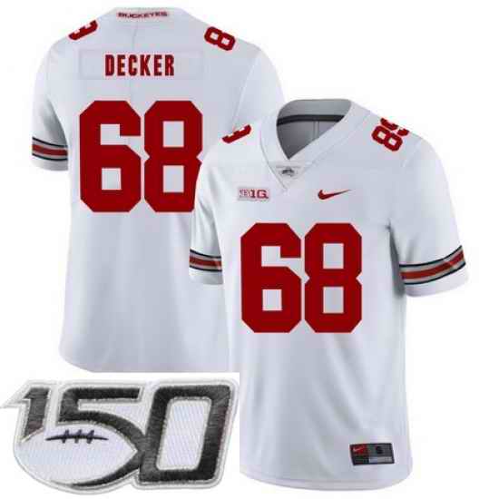 Ohio State Buckeyes 68 Taylor Decker White Nike College Football Stitched 150th Anniversary Patch Jersey